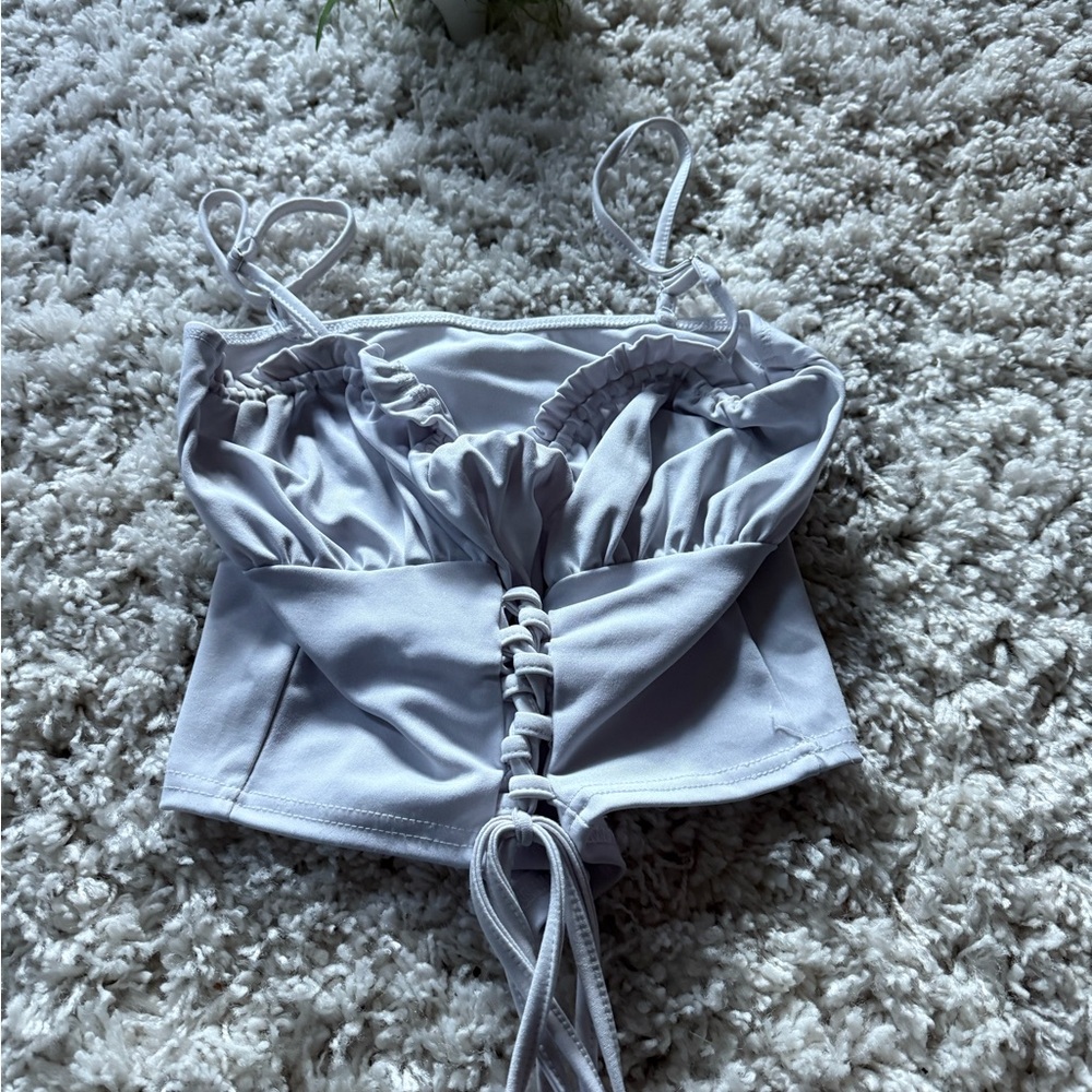 Chic White Lace-Up Women's Camisole